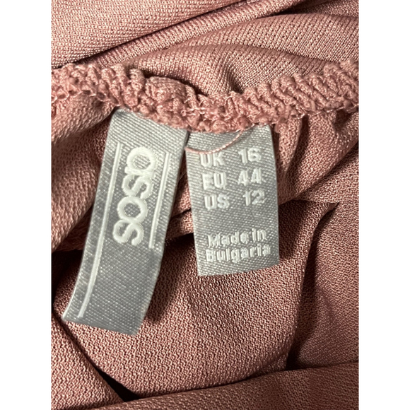 Asos Blush Pink Rose Pleated Halter Maxi Dress Gown Size 12 - Picture 8 of 9